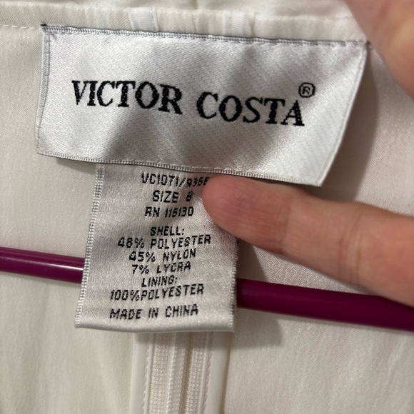 NWT Vintage Victor Costa White Black Evening Blouse Bow Size 8 Formal - Picture 6 of 10